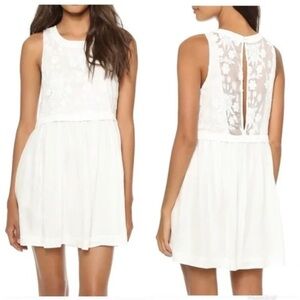 Elizabeth & James silk elegant chic Cream Halter Sundress cocktail party bridal